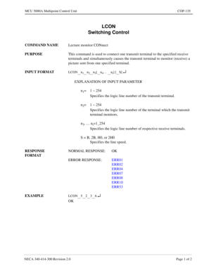 Page 445NECA 340-4 14- 30 0  Revisio n 2.0   Page 1 o f 2
MCU  5000A Multipoint Control  U nit   COP-135
LCON 