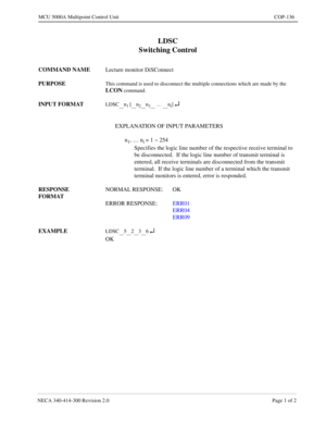 Page 447NECA 340-4 14- 30 0  Revisio n 2.0   Page 1 o f 2
MCU  5000A Multipoint Control  U nit   COP-136
LDSC 