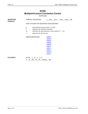 Page 458Page 2 o f 2   NECA 340 -41 4-3 00 Revisi on  2.0
CO P-141   MCU 5000A Mult ipoint Con trol Unit
ECON
[ I]m[ I]mxkb psOK
2I345 ¿
02I030405384k bpsOK 