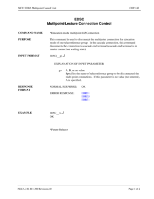 Page 459NECA 340-4 14- 30 0  Revisio n 2.0   Page 1 o f 2
MCU  5000A Multipoint Control  U nit   COP-142
EDSC
g] ¿
A ¿ 