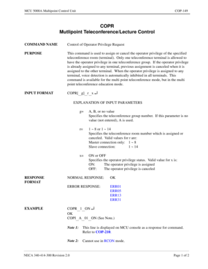 Page 469NECA 340-4 14- 30 0  Revisio n 2.0   Page 1 o f 2
MCU  5000A Multipoint Control  U nit   COP-149
CO PR 