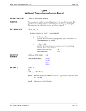 Page 471NECA 340-4 14- 30 0  Revisio n 2.0   Page 1 o f 2
MCU  5000A Multipoint Control  U nit   COP-150
CSPR 