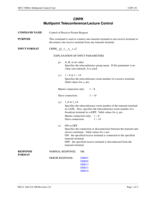 Page 473NECA 340-4 14- 30 0  Revisio n 2.0   Page 1 o f 2
MCU  5000A Multipoint Control  U nit   COP-151
CRPR 