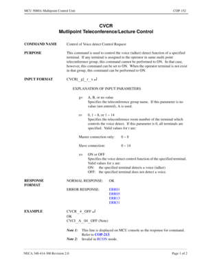 Page 475NECA 340-4 14- 30 0  Revisio n 2.0   Page 1 o f 2
MCU  5000A Multipoint Control  U nit   COP-152
CVCR 