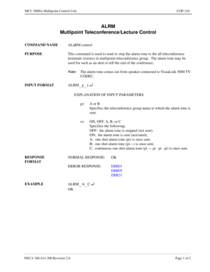 Page 479NECA 340-4 14- 30 0  Revisio n 2.0   Page 1 o f 2
MCU  5000A Multipoint Control  U nit   COP-154
ALRM 