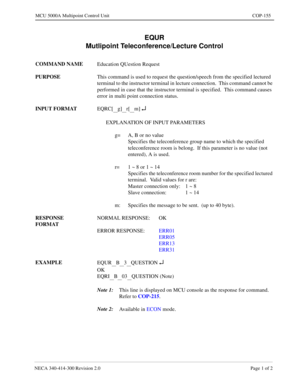 Page 481NECA 340-4 14- 30 0  Revisio n 2.0   Page 1 o f 2
MCU  5000A Multipoint Control  U nit   COP-155
EQ UR 