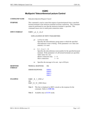 Page 483NECA 340-4 14- 30 0  Revisio n 2.0   Page 1 o f 2
MCU  5000A Multipoint Control  U nit   COP-156
EQRC 