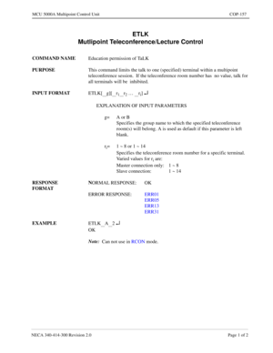 Page 485NECA 340-4 14- 30 0  Revisio n 2.0   Page 1 o f 2
MCU  5000A Multipoint Control  U nit   COP-157
ETLK 