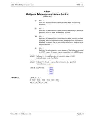 Page 491NECA 340-4 14- 30 0  Revisio n 2.0   Page 3 o f 8
MCU  5000A Multipoint Control  U nit   COP-160
CSRR 