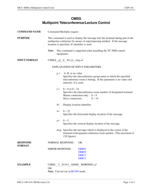 Page 497NECA 340-4 14- 30 0  Revisio n 2.0   Page 1 o f 2
MCU  5000A Multipoint Control  U nit   COP-161
CMSG 