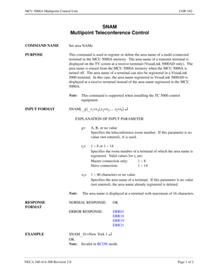 Page 499NECA 340-4 14- 30 0  Revisio n 2.0   Page 1 o f 2
MCU  5000A Multipoint Control  U nit   COP-162
SNAM 