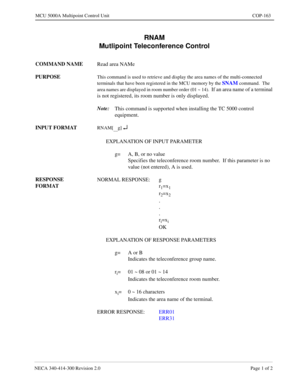 Page 501NECA 340-4 14- 30 0  Revisio n 2.0   Page 1 o f 2
MCU  5000A Multipoint Control  U nit   COP-163
RNAM 