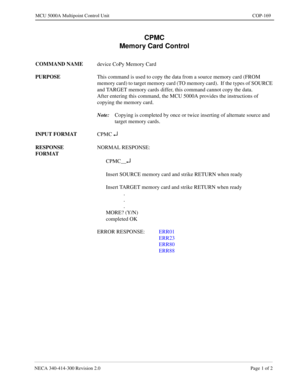 Page 509NECA 340-4 14- 30 0  Revisio n 2.0   Page 1 o f 2
MCU  5000A Multipoint Control  U nit   COP-169
CPMC 