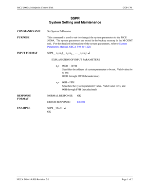 Page 511NECA 340-4 14- 30 0  Revisio n 2.0   Page 1 o f 2
MCU  5000A Multipoint Control  U nit   COP-170
SSPR 