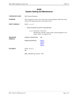 Page 517NECA 340-4 14- 30 0  Revisio n 2.0   Page 1 o f 2
MCU  5000A Multipoint Control  U nit   COP-173
SVSP 