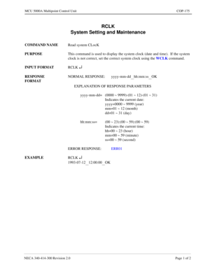 Page 521NECA 340-4 14- 30 0  Revisio n 2.0   Page 1 o f 2
MCU  5000A Multipoint Control  U nit   COP-175
RCLK 