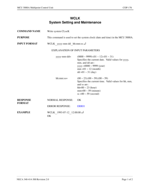 Page 523NECA 340-4 14- 30 0  Revisio n 2.0   Page 1 o f 2
MCU  5000A Multipoint Control  U nit   COP-176
WCLK 