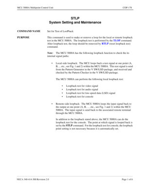 Page 527NECA 340-4 14- 30 0  Revisio n 2.0   Page 1 o f 6
MCU  5000A Multipoint Control  U nit   COP-178
STLP 