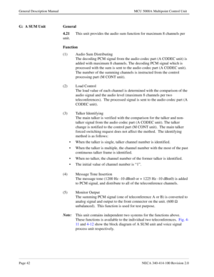 Page 54Page 42  NECA 340 -41 4-1 00 Revisi on  2.0
General Descr ipt ion Manual   MCU 5000A Mult ipoint Con trol Unit
G:  A SUM Unit  General 