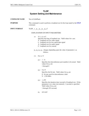 Page 533NECA 340-4 14- 30 0  Revisio n 2.0   Page 1 o f 4
MCU  5000A Multipoint Control  U nit   COP-179
TLOP 