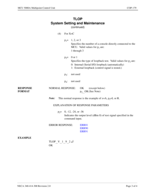 Page 535NECA 340-4 14- 30 0  Revisio n 2.0   Page 3 o f 4
MCU  5000A Multipoint Control  U nit   COP-179
TLOP 