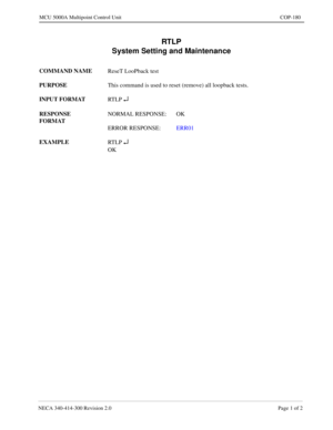 Page 537NECA 340-4 14- 30 0  Revisio n 2.0   Page 1 o f 2
MCU  5000A Multipoint Control  U nit   COP-180
RTLP 