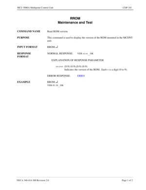 Page 539NECA 340-4 14- 30 0  Revisio n 2.0   Page 1 o f 2
MCU  5000A Multipoint Control  U nit   COP-181
RROM 