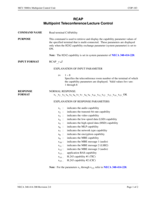 Page 543NECA 340-4 14- 30 0  Revisio n 2.0   Page 1 o f 2
MCU  5000A Multipoint Control  U nit   COP-183
RCAP 