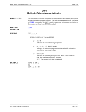 Page 547NECA 340-4 14- 30 0  Revisio n 2.0   Page 1 o f 2
MCU  5000A Multipoint Control  U nit   COP-210
COPI 