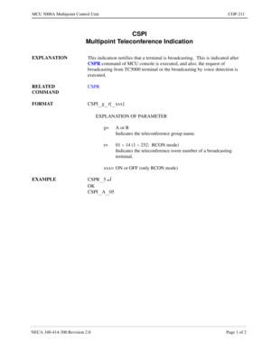 Page 549NECA 340-4 14- 30 0  Revisio n 2.0   Page 1 o f 2
MCU  5000A Multipoint Control  U nit   COP-211
CSPI 