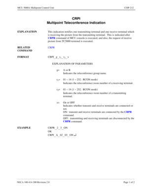 Page 551NECA 340-4 14- 30 0  Revisio n 2.0   Page 1 o f 2
MCU  5000A Multipoint Control  U nit   COP-212
CRPI 