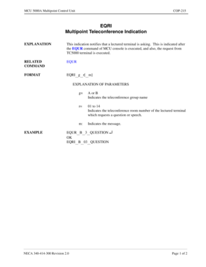 Page 557NECA 340-4 14- 30 0  Revisio n 2.0   Page 1 o f 2
MCU  5000A Multipoint Control  U nit   COP-215
EQRI 