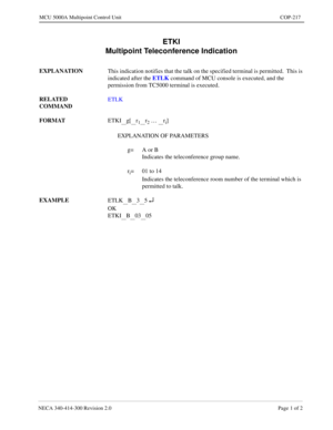 Page 561NECA 340-4 14- 30 0  Revisio n 2.0   Page 1 o f 2
MCU  5000A Multipoint Control  U nit   COP-217
ETKI 