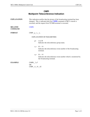 Page 563NECA 340-4 14- 30 0  Revisio n 2.0   Page 1 o f 2
MCU  5000A Multipoint Control  U nit   COP-218
CMPI 