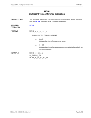 Page 567NECA 340-4 14- 30 0  Revisio n 2.0   Page 1 o f 2
MCU  5000A Multipoint Control  U nit   COP-221
MCNI 