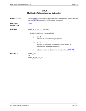 Page 569NECA 340-4 14- 30 0  Revisio n 2.0   Page 1 o f 2
MCU  5000A Multipoint Control  U nit   COP-222
MDCI 