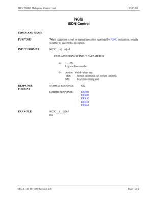 Page 595NECA 340-4 14- 30 0  Revisio n 2.0   Page 1 o f 2
MCU  5000A Multipoint Control  U nit   COP-302
NCIC
 n[o] ¿
1N O¿ 