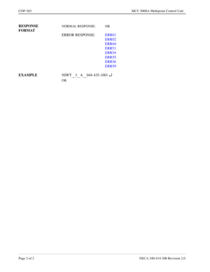 Page 598Page 2 o f 2   NECA 340 -41 4-3 00 Revisi on  2.0
CO P-303   MCU 5000A Mult ipoint Con trol Unit
RESPONSE 
5A0 44- 435- 1001 ¿ 