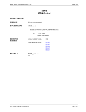 Page 599NECA 340-4 14- 30 0  Revisio n 2.0   Page 1 o f 2
MCU  5000A Multipoint Control  U nit   COP-304
NIWR
 n ¿
AL L ¿ 