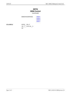 Page 606Page 2 o f 2   NECA 340 -41 4-3 00 Revisi on  2.0
CO P-307   MCU 5000A Mult ipoint Con trol Unit
NSTQ
10 0 ¿
I10/10=2BN 