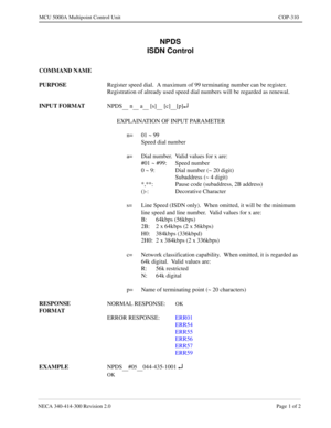 Page 611NECA 340-4 14- 30 0  Revisio n 2.0   Page 1 o f 2
MCU  5000A Multipoint Control  U nit   COP-310
NPDS
 n a [s] [c][p]¿
#0504 4-43 5-1 001 ¿ 