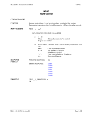 Page 615NECA 340-4 14- 30 0  Revisio n 2.0   Page 1 o f 2
MCU  5000A Multipoint Control  U nit   COP-312
NDSS
 n a
5044-435-100 1 ¿ 