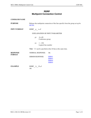 Page 625NECA 340-4 14- 30 0  Revisio n 2.0   Page 1 o f 2
MCU  5000A Multipoint Control  U nit   CO P-N04
RDRP
 g n ¿
A10 ¿ 