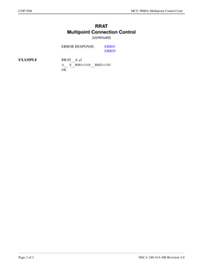 Page 630Page 2 o f 2   NECA 340 -41 4-3 00 Revisi on  2.0
CO P-N06   MCU 5000A Mult ipoint Con trol Unit
RR AT
A ¿
  SR 001 =11 01R 002 = 11 0 1 