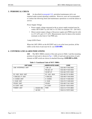 Page 640Page 2 o f 14   NECA 340 -41 4-5 00 Revisi on  2.0
INT-001   MCU 5000A Mult ipoint Con trol Unit
3.  PERIODICAL CHECK 