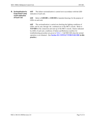 Page 647NECA 340-4 14- 50 0  Revisio n 2.0   Page  9  of  14
MCU  5000A Multipoint Control  U nit   INT-001
B. Sectionalization by  