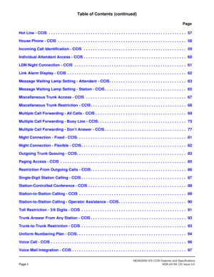 Page 4NEA X20 00  IV S CC IS  Featu re s a nd S pe cif ic a tio ns
T abl e o f Co nte nts  (co nti nue d) 