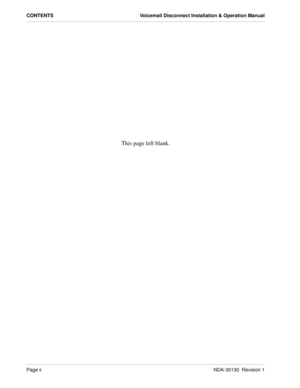 Page 4Page iiNDA-30130  Revision 1
CONTENTS Voicemail Disconnect Installation & Operation Manual
This page left blank. 