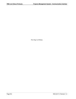 Page 110PMS Line Failure Printouts Property Management System - Communication Interface
Page B-6NDA-30115  Revision 1.0
This Page Left Blank. 