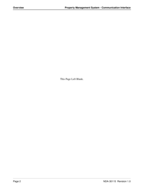 Page 12Page 2NDA-30115  Revision 1.0
Overview Property Management System - Communication Interface
This Page Left Blank. 